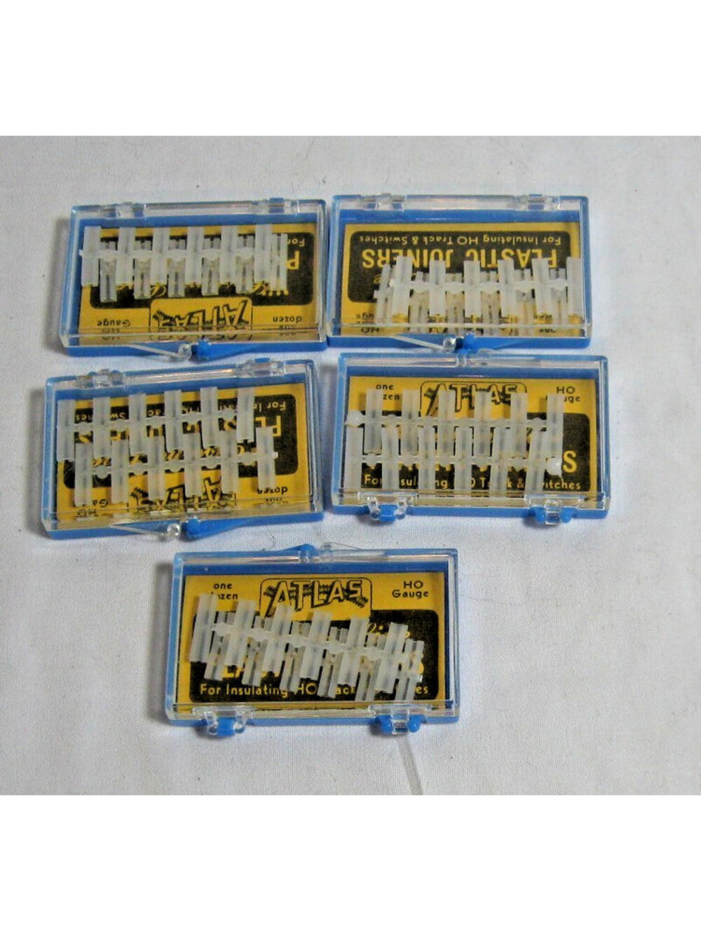 VINTAGE set of 5 ATLAS HO SCALE CUSTOM LINE PLASTIC JOINERS 12 PCS - NEW